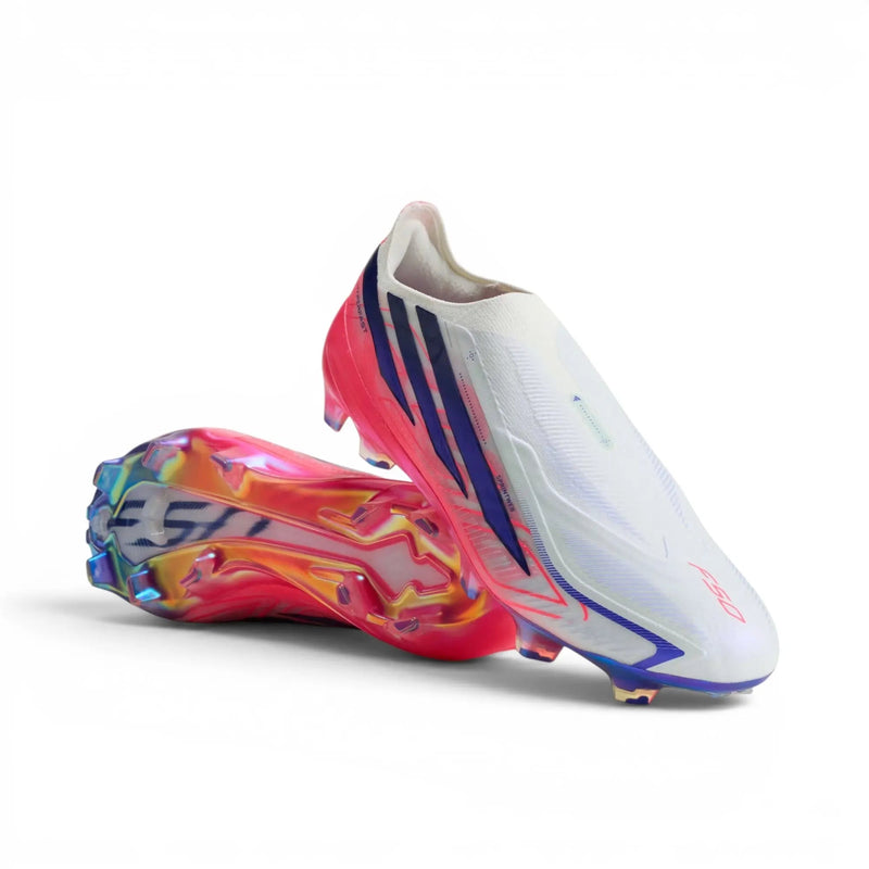 F50 Hyperfast Elite Laceless FG Control or Chaos - Blanc/Violet/Solar Turbo — visuel 1 sur 4