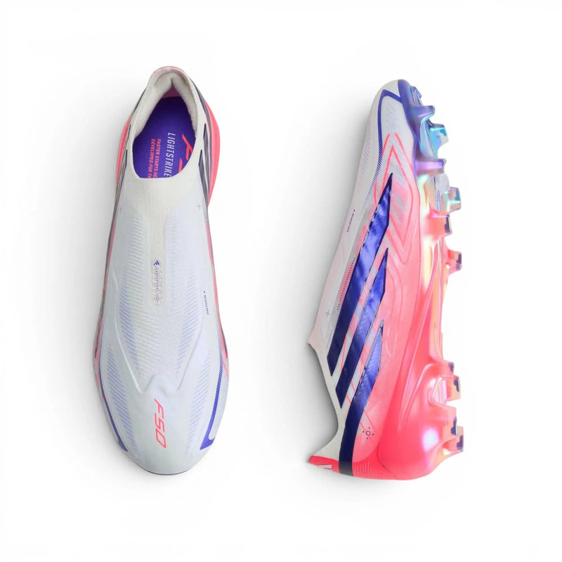 F50 Hyperfast Elite Laceless FG Control or Chaos - Blanc/Violet/Solar Turbo — visuel 4 sur 4