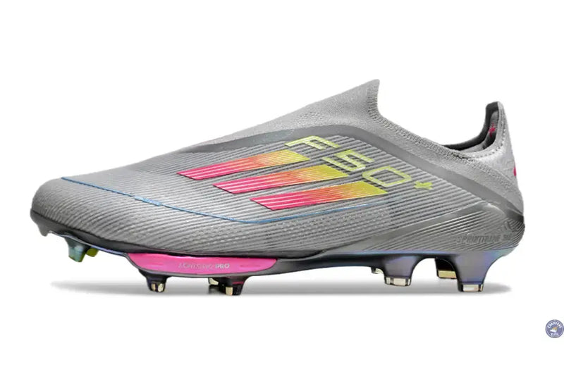 Adidas F50 + Laceless FG Concept Gris/Rose/Jaune — visuel 3 sur 4