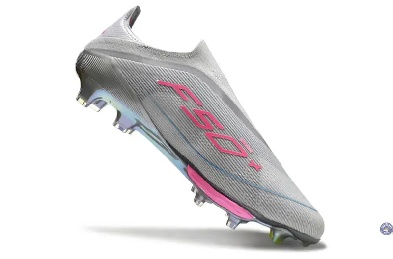 Adidas F50 + Laceless FG Concept Gris/Rose/Jaune — visuel 2 sur 4