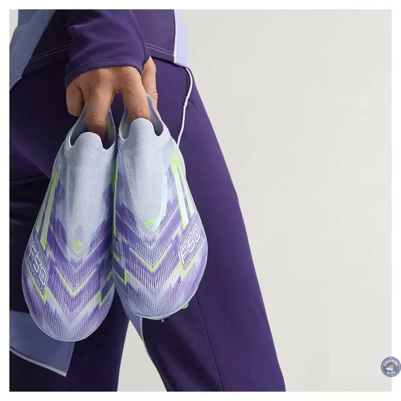 Adidas F50 Laceless Sparkfusion Elite Low Cut FG Radiant Blaze - Violet/Vert — visuel 3 sur 4