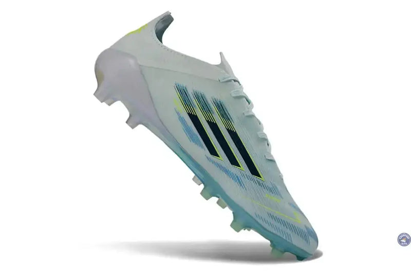 Adidas F50 Sparkfusion League Low Cut Lacets FG Ice Cold Precision - Bleu/Dune Pearl/Jaune — visuel 3 sur 4