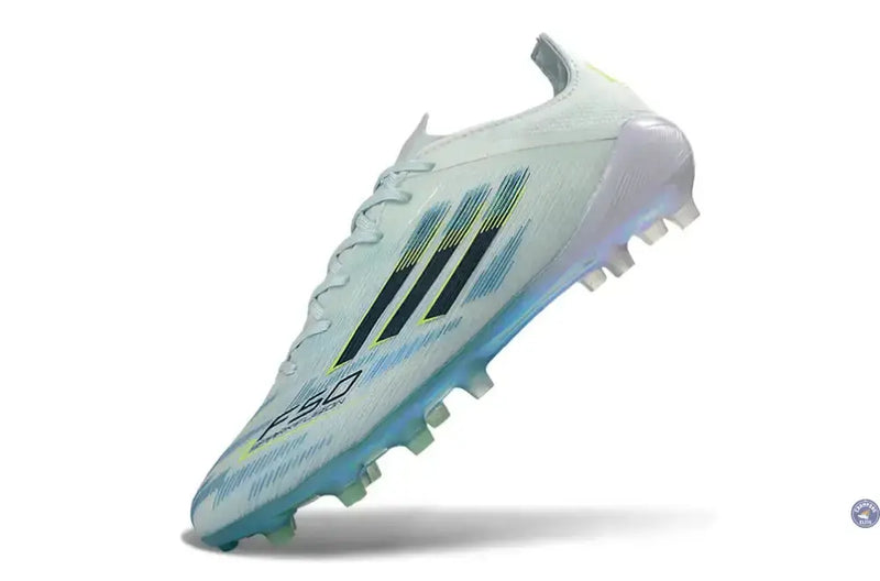 Adidas F50 Sparkfusion League Low Cut Lacets FG Ice Cold Precision - Bleu/Dune Pearl/Jaune — visuel 4 sur 4