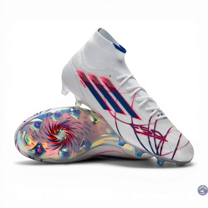 Adidas F50 Sparkfusion Mid Cut Lacets FG - Blanc/Bleu/Rouge — visuel 1 sur 4