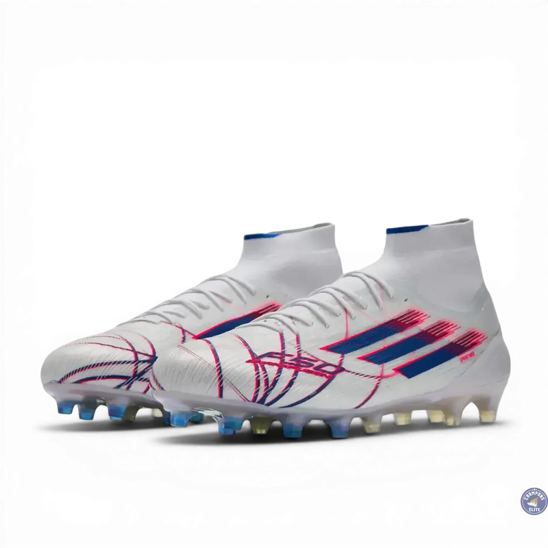 Adidas F50 Sparkfusion Mid Cut Lacets FG - Blanc/Bleu/Rouge — visuel 2 sur 4