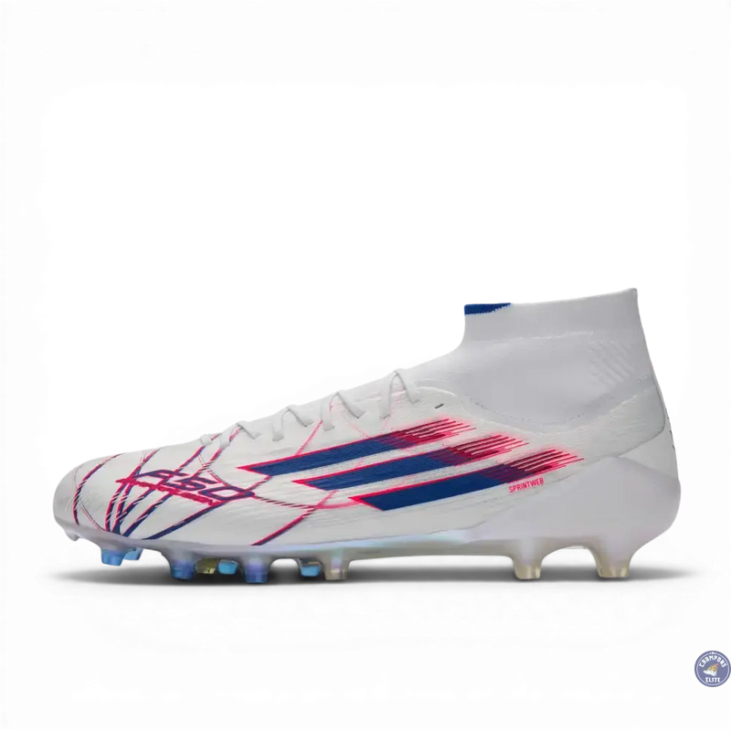 Adidas F50 Sparkfusion Mid Cut Lacets FG - Blanc/Bleu/Rouge — visuel 4 sur 4