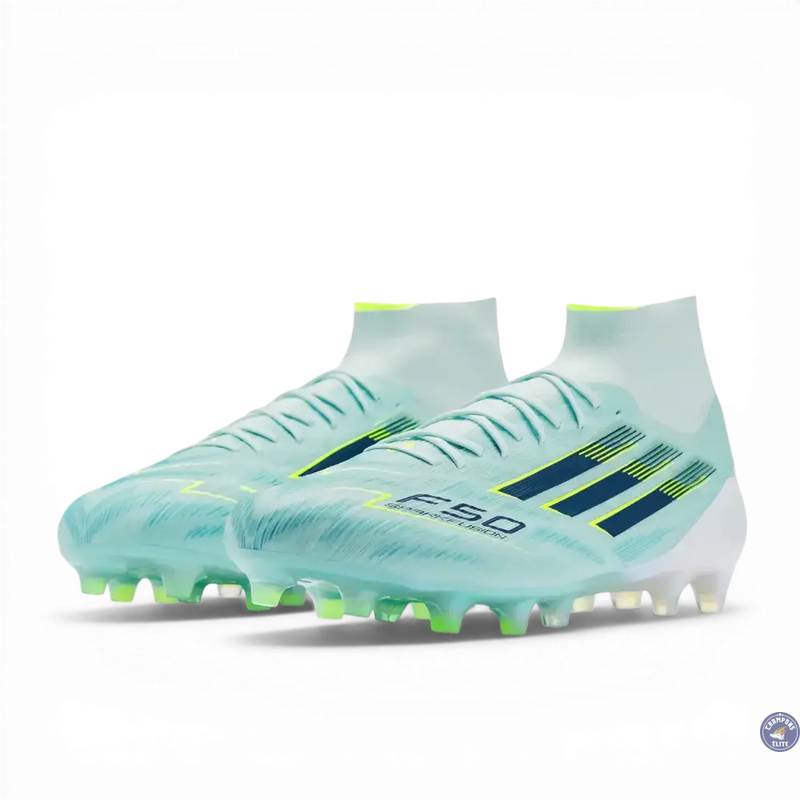 Adidas F50 Sparkfusion Mid Cut Lacets FG - Turquoise/Bleu Marine/Blanc — visuel 2 sur 4