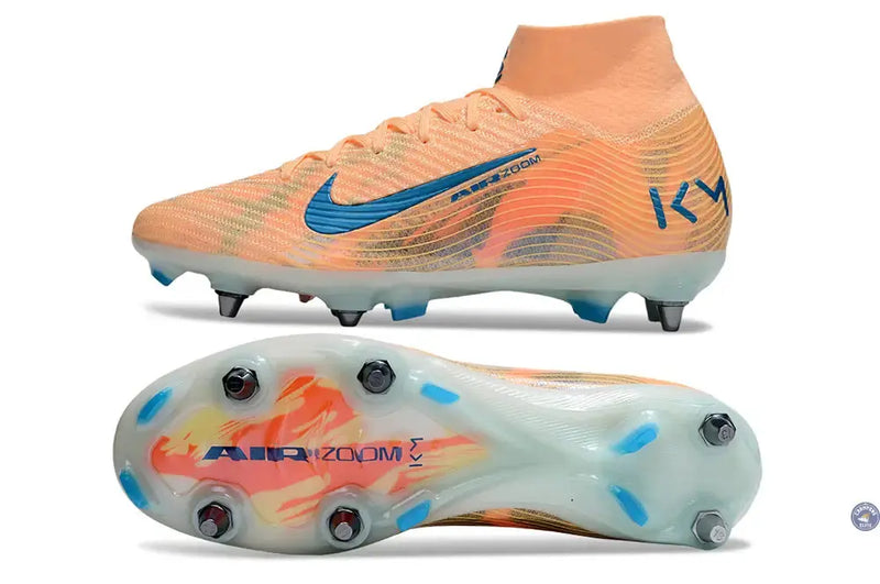 Air Zoom Mercurial Superfly 10 SG Kylian Mbappe - Orange/Bleu turquoise SG — visuel 3 sur 4