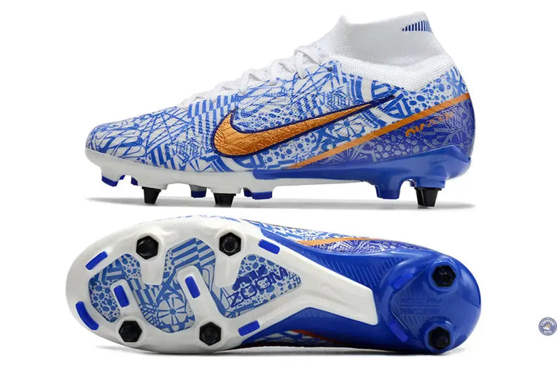 Air Zoom Mercurial Superfly 9 SG-PRO CR7 Personal Edition - Blanc/Cuivré/Bleu — visuel 1 sur 4