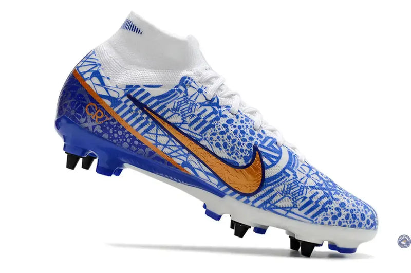 Air Zoom Mercurial Superfly 9 SG-PRO CR7 Personal Edition - Blanc/Cuivré/Bleu — visuel 3 sur 4