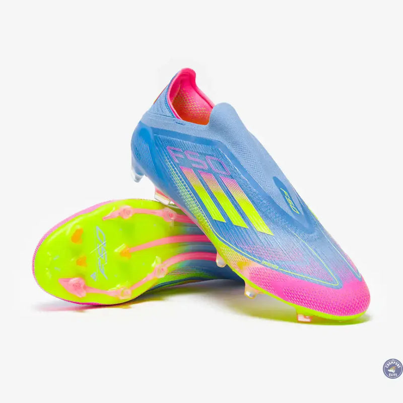 F50 Elite Laceless FG Celestial Victory - Blue Fusion/Lucid Lemon/Lucid Pink — visuel 1 sur 4