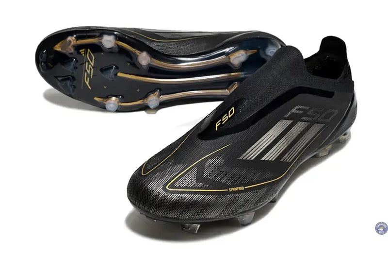 F50 Elite Laceless FG Dark Spark - Noir/Argenté/Doré — visuel 2 sur 4