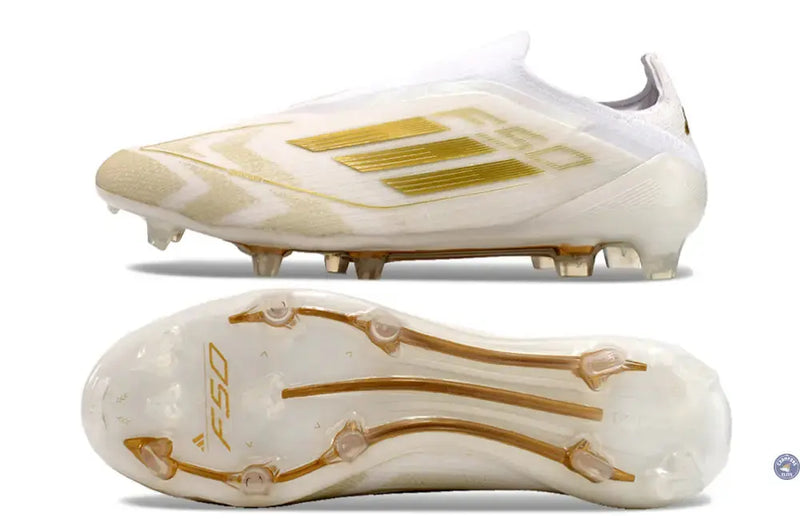 F50 Elite Laceless FG Day Spark - Blanc/Doré/Blanc — visuel 3 sur 4