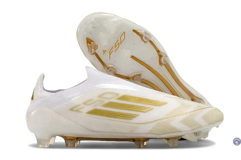 F50 Elite Laceless FG Day Spark - Blanc/Doré/Blanc — visuel 1 sur 4