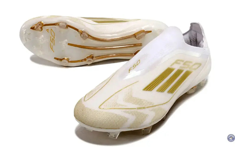 F50 Elite Laceless FG Day Spark - Blanc/Doré/Blanc — visuel 2 sur 4