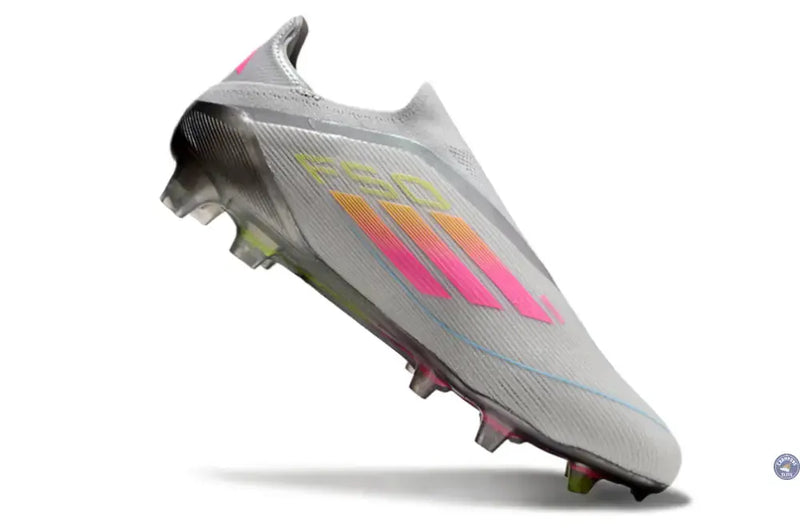 F50 Elite Laceless FG Gris/Rose/Jaune — visuel 4 sur 4