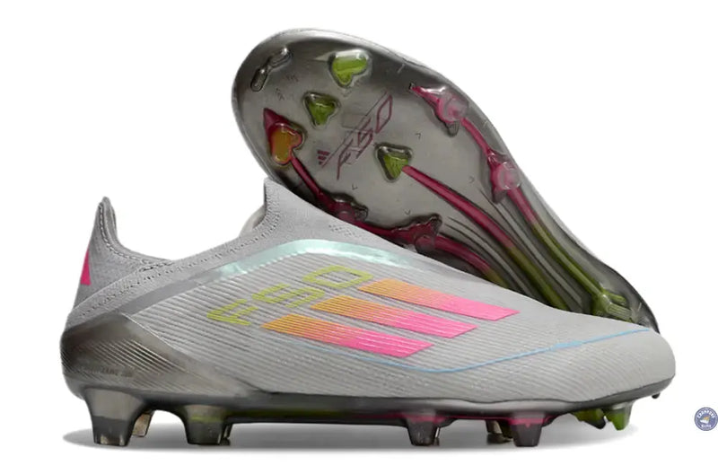 F50 Elite Laceless FG Gris/Rose/Jaune — visuel 1 sur 4