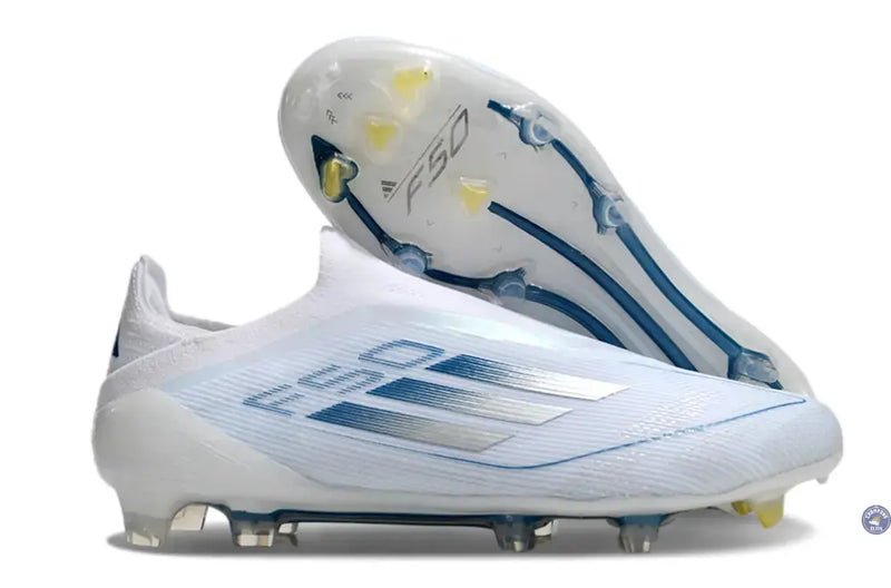 F50 Elite Laceless FG Polar Victory - Blanc/Argenté/Bleu — visuel 1 sur 4