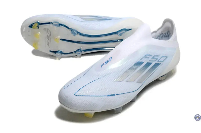 F50 Elite Laceless FG Polar Victory - Blanc/Argenté/Bleu — visuel 2 sur 4