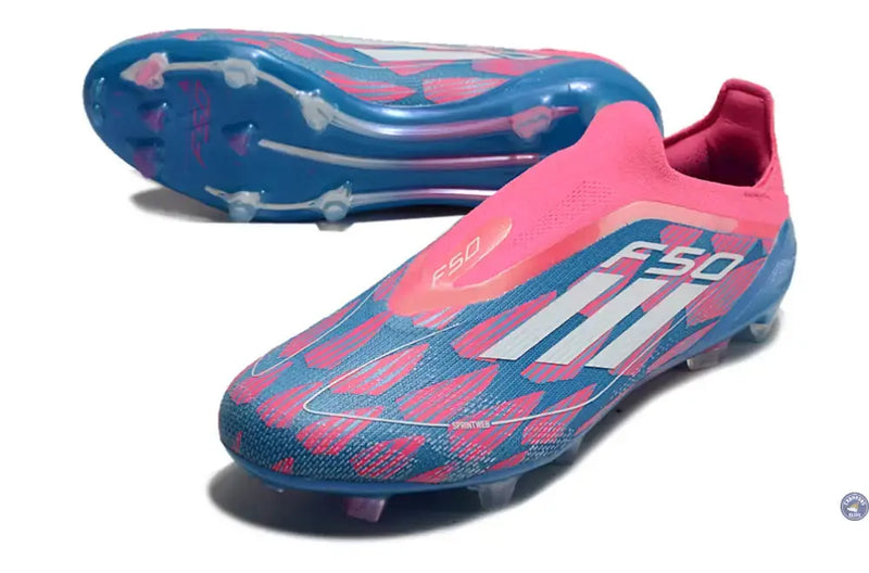F50 Elite Laceless FG Reemergence - Bleu/Blanc/Rose — visuel 2 sur 4