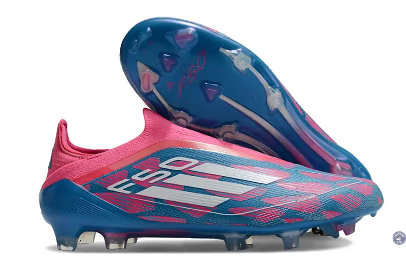 F50 Elite Laceless FG Reemergence - Bleu/Blanc/Rose — visuel 1 sur 4