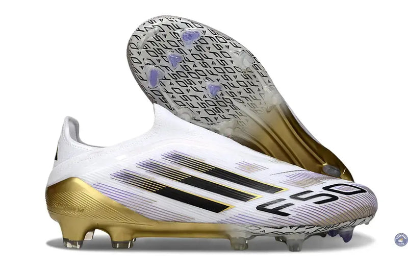 F50 Elite Laceless FG Road to Glory - Blanc/Noir/Doré — visuel 1 sur 4