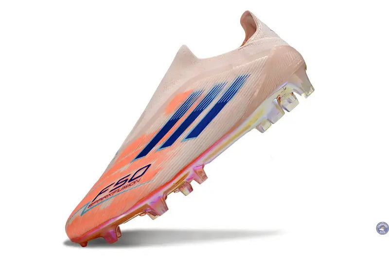 F50 Elite Laceless FG Spark Fusion - Beige/Orange/Bleu — visuel 4 sur 4