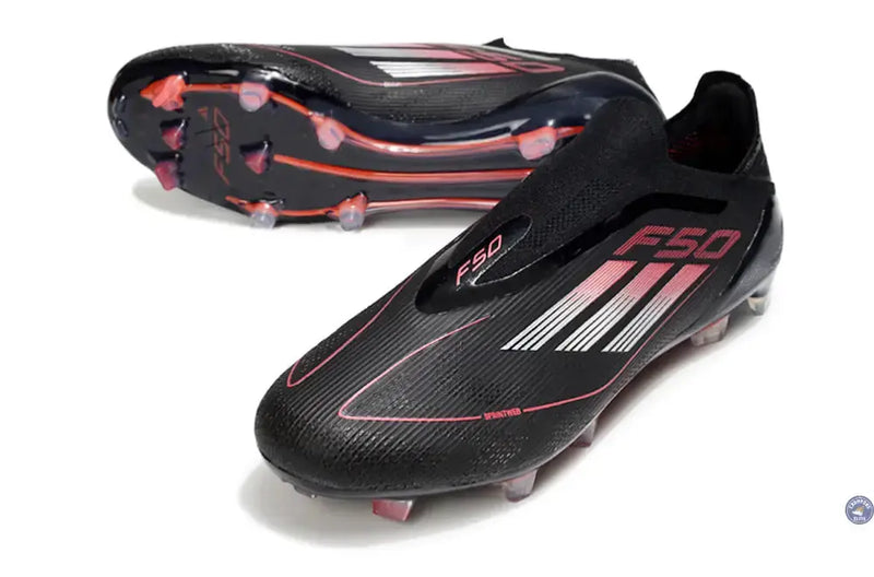 F50 Elite Laceless FG Stealth Victory - Noir/Argenté/Lucid Red — visuel 2 sur 4