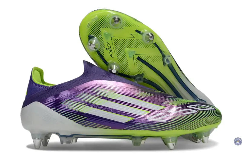F50 Elite Laceless SG - Violet/Jaune Fluo/Blanc — visuel 1 sur 4