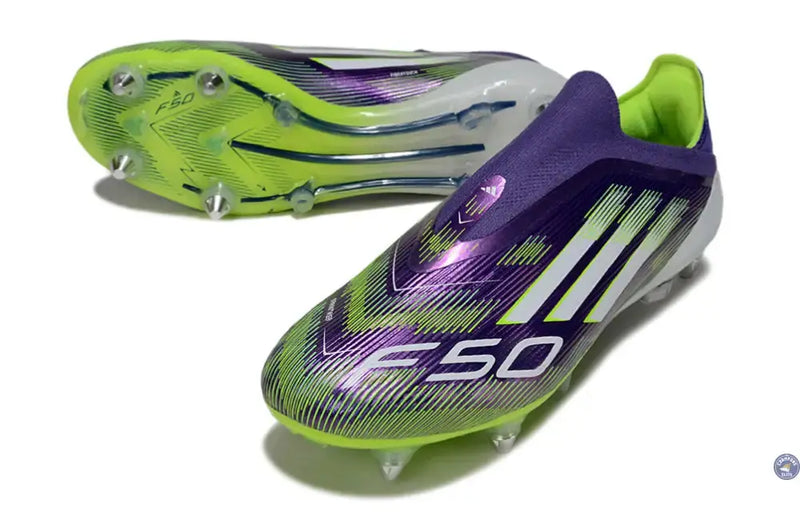 F50 Elite Laceless SG - Violet/Jaune Fluo/Blanc — visuel 2 sur 4