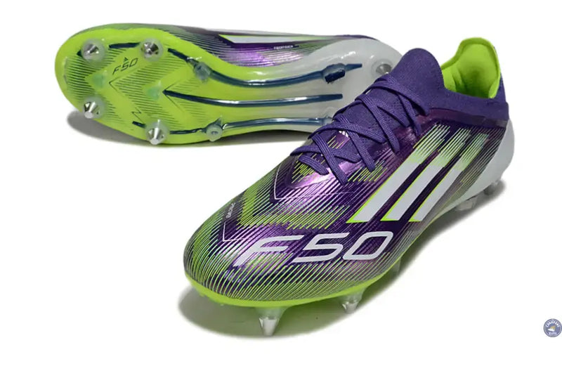 F50 Elite Lacets SG - Violet/Jaune Fluo/Blanc — visuel 2 sur 4