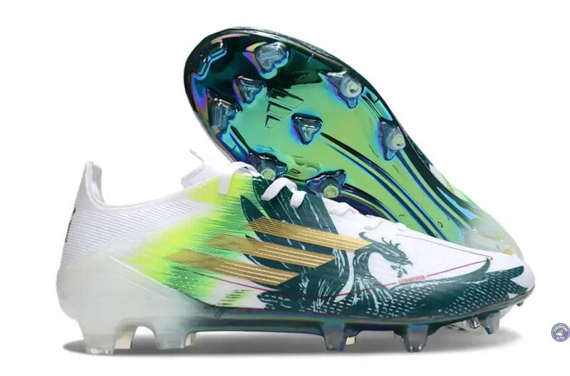 F50 Languette Spécial Mohamed Salah FG - Blanc/Vert/Doré — visuel 1 sur 4