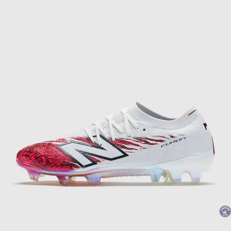 New Balance Furon V8 Elite FG x Saka - Blanc/Rouge — visuel 2 sur 4