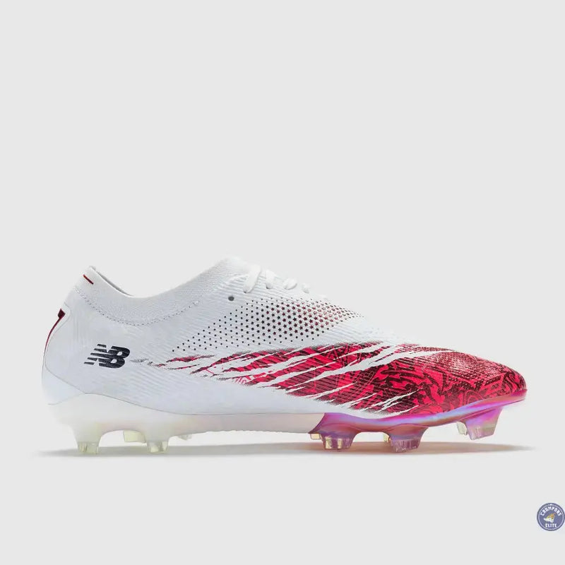 New Balance Furon V8 Elite FG x Saka - Blanc/Rouge — visuel 3 sur 4