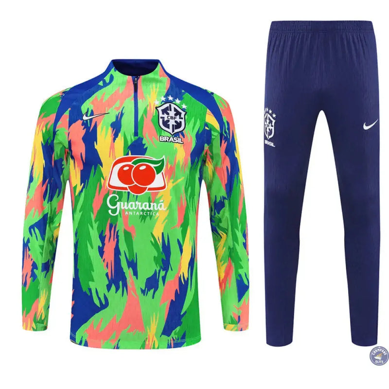 Survêtement d'entraînement demi-zip - Brésil 2025/2026 - Camouflage Vert/Bleu — visuel 2 sur 3