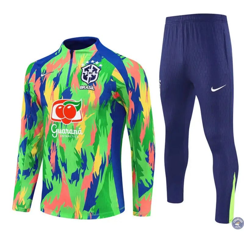Survêtement d'entraînement demi-zip - Brésil 2025/2026 - Camouflage Vert/Bleu — visuel 3 sur 3
