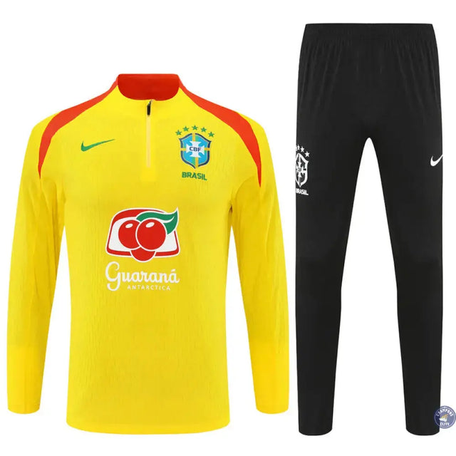 Survêtement d'entraînement demi-zip - Brésil 2025/2026 - Jaune/Noir/Orange