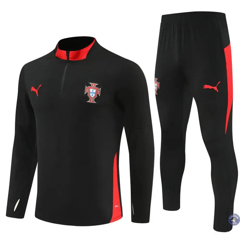 Survêtement d'entraînement demi-zip - Portugal 2025/2026 - Noir/Rouge — visuel 2 sur 3