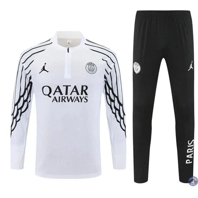 Survêtement d'entraînement demi-zip - PSG 2025/2026 - Blanc/Noir