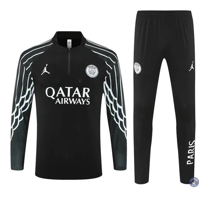Survêtement d'entraînement demi-zip - PSG 2025/2026 - Noir/Blanc